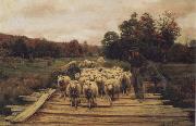 A. Bryan Wall Shepherd and Sheep oil on canvas